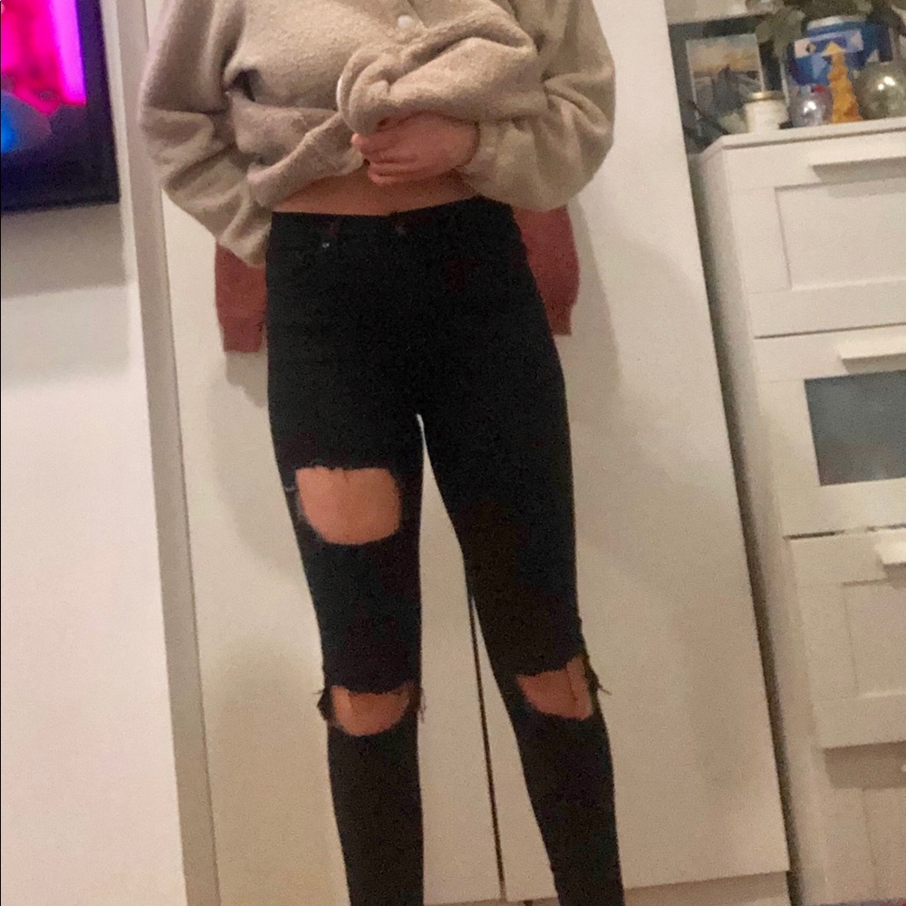Top shop Highwaisted Black Ripped Jamie Jeans